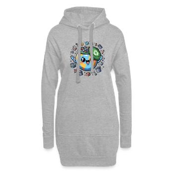 Erde im Recycling-Glück 🌍♻️ - Hoodie-Kleid - Grau meliert - Vorne