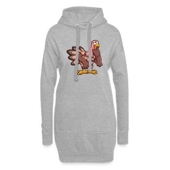 Penser à la Turquie de dessin animé - Sweat-shirt à capuche long Femme - gris chiné - Devant