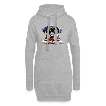 Rottweiler Hund Buch lesen Rottweilerwelpe Hunde - Hoodie-Kleid - Grau meliert - Vorne