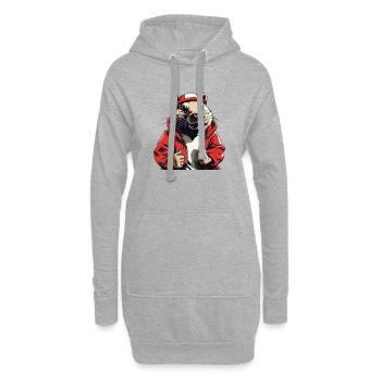 Cooler Biber mit roter Jacke - Hoodie-Kleid - Grau meliert - Vorne