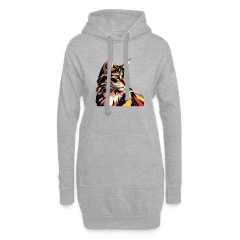 Maine Coon Chat Propriétaire Chat Chaton Mâle - Sweat-shirt à capuche long Femme - gris chiné - Devant