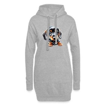 Dackelwelpe Hunde Dachshund Hund Hundehalter - Hoodie-Kleid - Grau meliert - Vorne