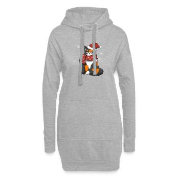 Weihnachtskatze - Hoodie-Kleid - Grau meliert - Vorne