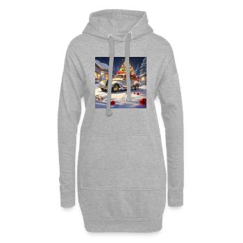 VOITURES ANCIENNES DANS LA NEIGE À NOËL - Sweat-shirt à capuche long Femme - gris chiné - Devant