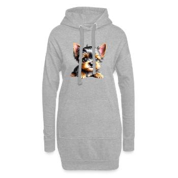 Yorkshire Terrier chiot chien propriétaire de chien - Sweat-shirt à capuche long Femme - gris chiné - Devant