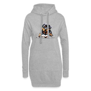 Rottweiler Dog Book Reading Dogs Rottweiler Puppy - Hoodie Dress - heather grey - Front