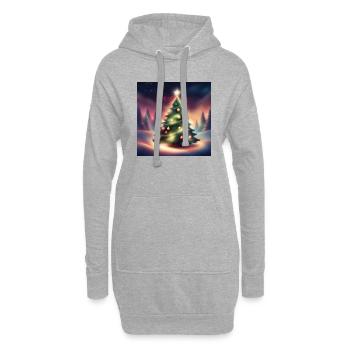 Sapin de noël joyeux Noël - Sweat-shirt à capuche long Femme - gris chiné - Devant