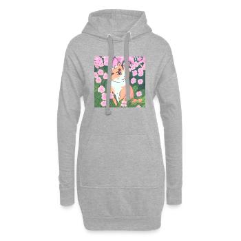 Blumenwächter im Frühlingsgarten - Hoodie-Kleid - Grau meliert - Vorne
