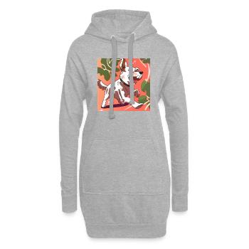 Munterer Anime-Hund im Lauf - Hoodie-Kleid - Grau meliert - Vorne