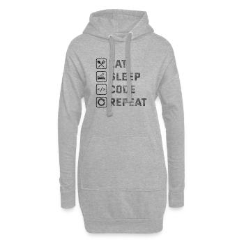 Eat Sleep Code Wiederholung - Hoodie-Kleid - Grau meliert - Vorne