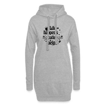Life happens coffee helps - Hoodie-Kleid - Grau meliert - Vorne