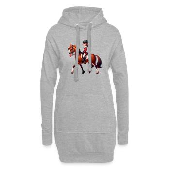 Reiterin Pferdesport Brauner schönes Pferd - Hoodie-Kleid - Grau meliert - Vorne