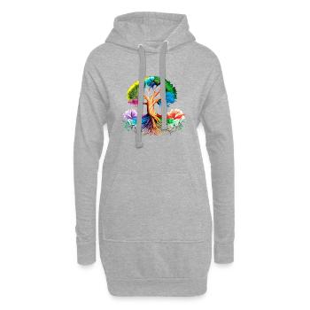 Lebensbaum Meditation Yoga Baum des Lebens - Hoodie-Kleid - Grau meliert - Vorne