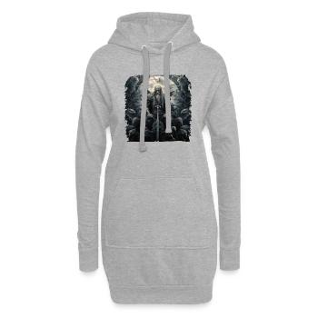 Odin, Viking, Dieu, Corbeau d’Odin, Hugin et Munin - Sweat-shirt à capuche long Femme - gris chiné - Devant