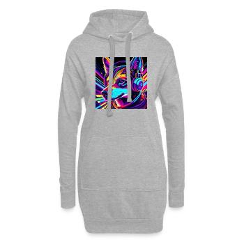 chien avec des écouteurs - Sweat-shirt à capuche long Femme - gris chiné - Devant