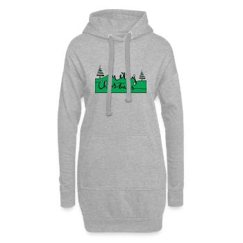 merry xmas vert - Sweat-shirt à capuche long Femme - gris chiné - Devant