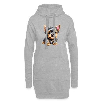 Yorkshire Terrier chiot chien propriétaire de chien - Sweat-shirt à capuche long Femme - gris chiné - Devant