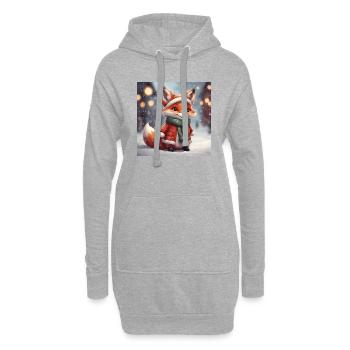 Weihnachtlicher Fuchs mit verschneitem Hintergrund - Hoodie-Kleid - Grau meliert - Vorne