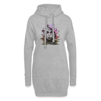 Graffiti Street Art Spray pochoir Vintage rétro - Sweat-shirt à capuche long Femme - gris chiné - Devant