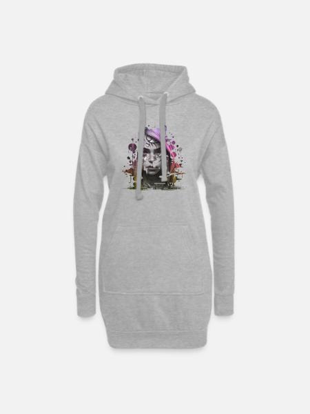 Graffiti Street Art Spray Vintage Schablone Retro - Hoodie-Kleid - Grau meliert