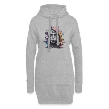 Graffiti Street Art Spray pochoir Vintage rétro - Sweat-shirt à capuche long Femme - gris chiné - Devant