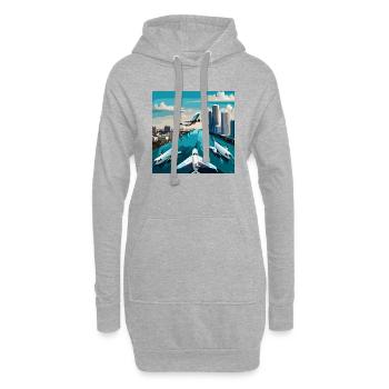 Airplane Encounter in Miami (Miami Collection) - Hoodie Dress - heather grey - Front