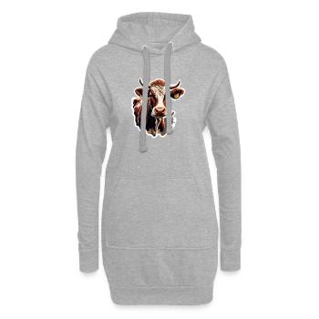 Braune Kuh / Tier / Milch / Bauernhof / Stall - Hoodie-Kleid - Grau meliert - Vorne
