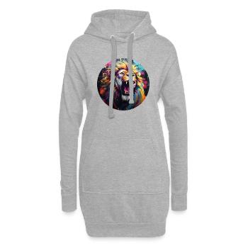 Lion Lion Tête Cadeau Hommes & Dames - Sweat-shirt à capuche long Femme - gris chiné - Devant