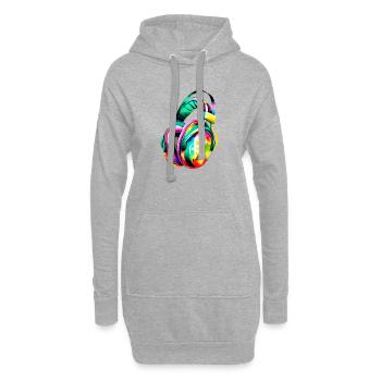 Écouteurs, Chanter, Musiciens, Joueurs, Chanteurs, Écouter de la musique - Sweat-shirt à capuche long Femme - gris chiné - Devant