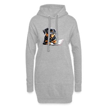 Rottweiler Dog Book Reading Rottweiler Puppy Dogs - Hoodie Dress - heather grey - Front