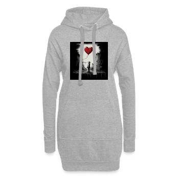 Chemise imprimée comme l’art de banksy - Sweat-shirt à capuche long Femme - gris chiné - Devant