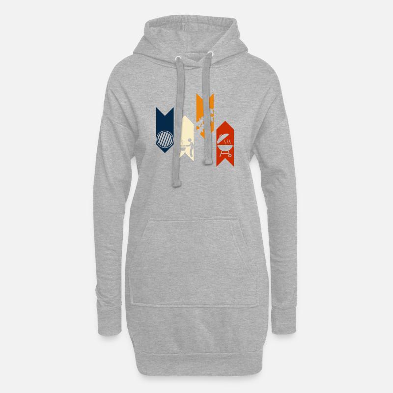 Vintage Retro BBQ - BBQ Geschenkidee - Hoodie-Kleid - Grau meliert