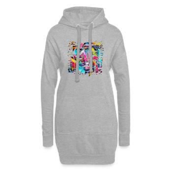 Graffiti Street Art Spray pochoir Vintage rétro - Sweat-shirt à capuche long Femme - gris chiné - Devant