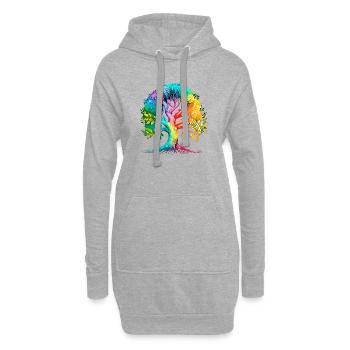 Lebensbaum Meditation Baum des Lebens Yoga - Hoodie-Kleid - Grau meliert - Vorne