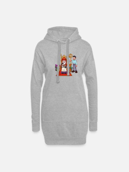 Saint-Nicolas avec enfant - Sweat-shirt à capuche long Femme - gris chiné