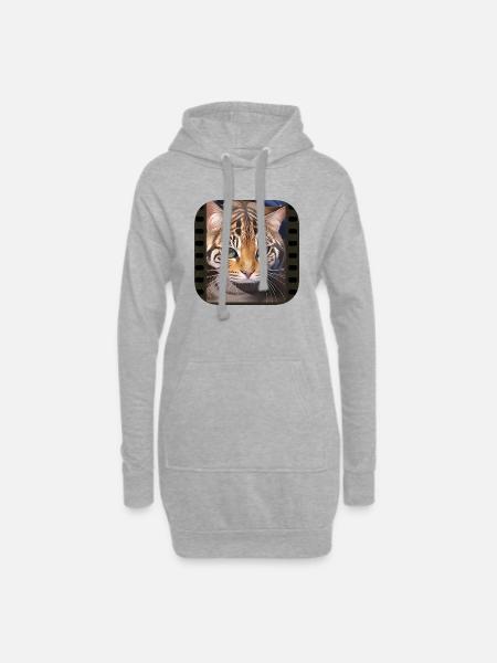 Tieger katze - Hoodie-Kleid - Grau meliert