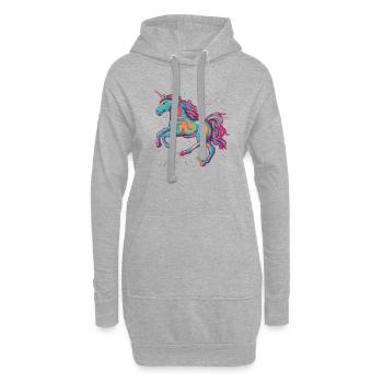 Licorne rétro 1 - Sweat-shirt à capuche long Femme - gris chiné - Devant