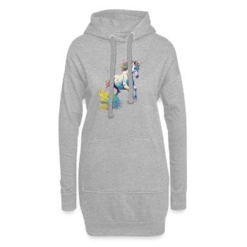Einhorn in Farbpalette - Hoodie-Kleid - Grau meliert - Vorne
