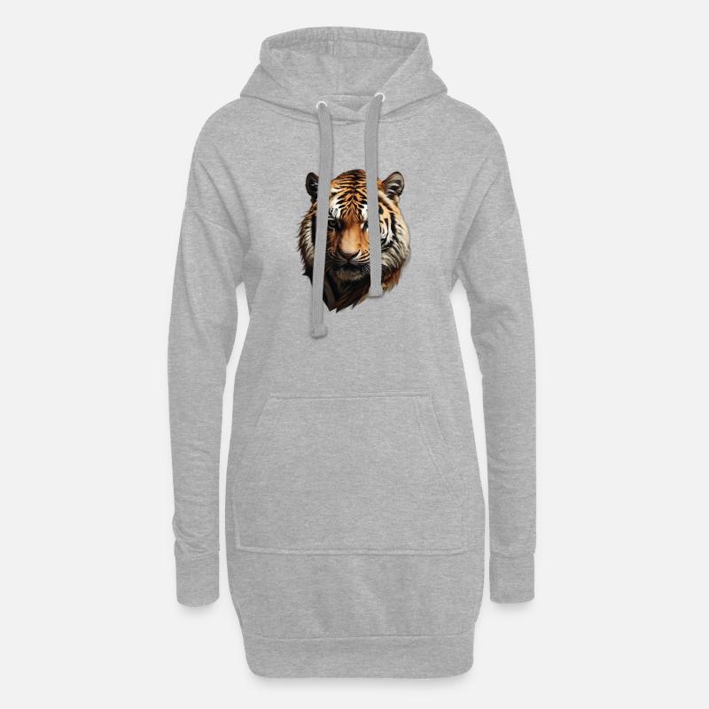 Tiger AI generiert by e30 - Hoodie-Kleid - Grau meliert