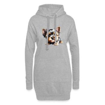 Yorkshire Terrier Chien Propriétaire Chien Chiot - Sweat-shirt à capuche long Femme - gris chiné - Devant
