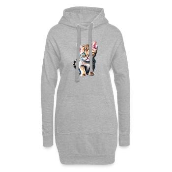 Chat, Propriétaire de chat, Chaton, Animal de compagnie, Chat domestique - Sweat-shirt à capuche long Femme - gris chiné - Devant