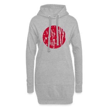 Point Rouge « Ninomaru » - Drapeau Japonais - Sweat-shirt à capuche long Femme - gris chiné - Devant