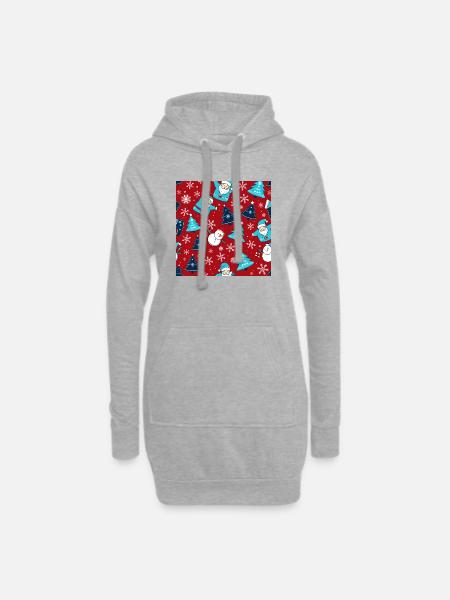 Weihnachtliches Musterdesign - Frohe Weihnachten - Hoodie-Kleid - Grau meliert