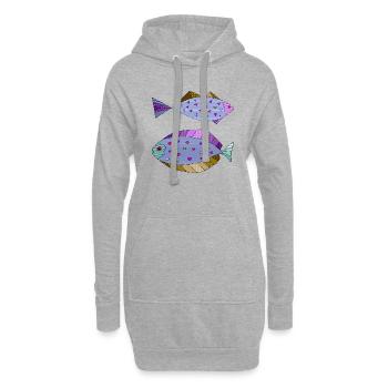 Poissons - Sweat-shirt à capuche long Femme - gris chiné - Devant