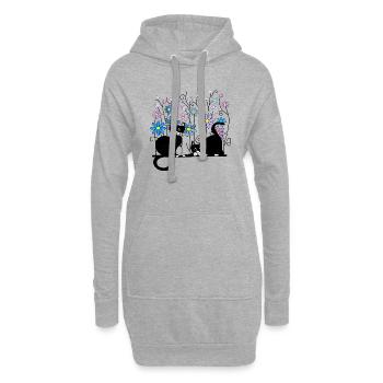 Katzen - Hoodie-Kleid - Grau meliert - Vorne