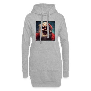 Père Noël fou - Sweat-shirt à capuche long Femme - gris chiné - Devant