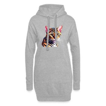 Bengal Cat Kitten Propriétaire de chat Bengal Kitten - Sweat-shirt à capuche long Femme - gris chiné - Devant