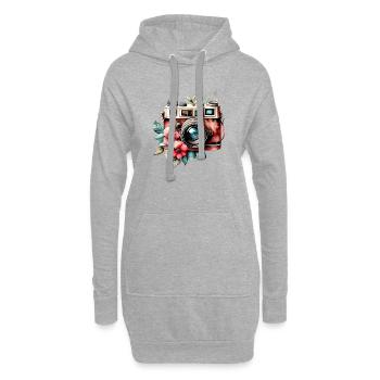 Appareil photo, Appareil photo, Photographie, Photographe - Sweat-shirt à capuche long Femme - gris chiné - Devant