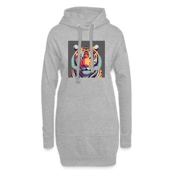 Tiger / Dschungel / Raubkatze - Hoodie-Kleid - Grau meliert - Vorne