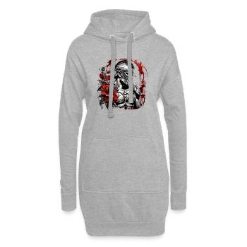 Gladiateur tatto encre d’art - Sweat-shirt à capuche long Femme - gris chiné - Devant